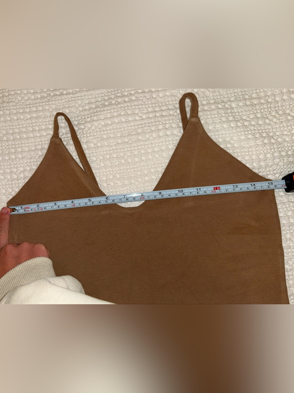 Like New GROCERIES APPAREL Two-Layer Spaghetti Crop Brown Size: Large - Picture 4 of 6